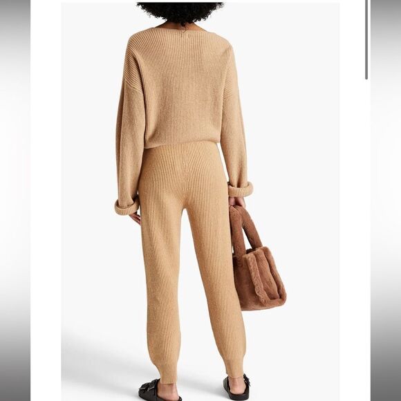 NEW Jonathan Simkhai nina wool cashmere blend ribbed joggers in butterscotch - Picture 16 of 16